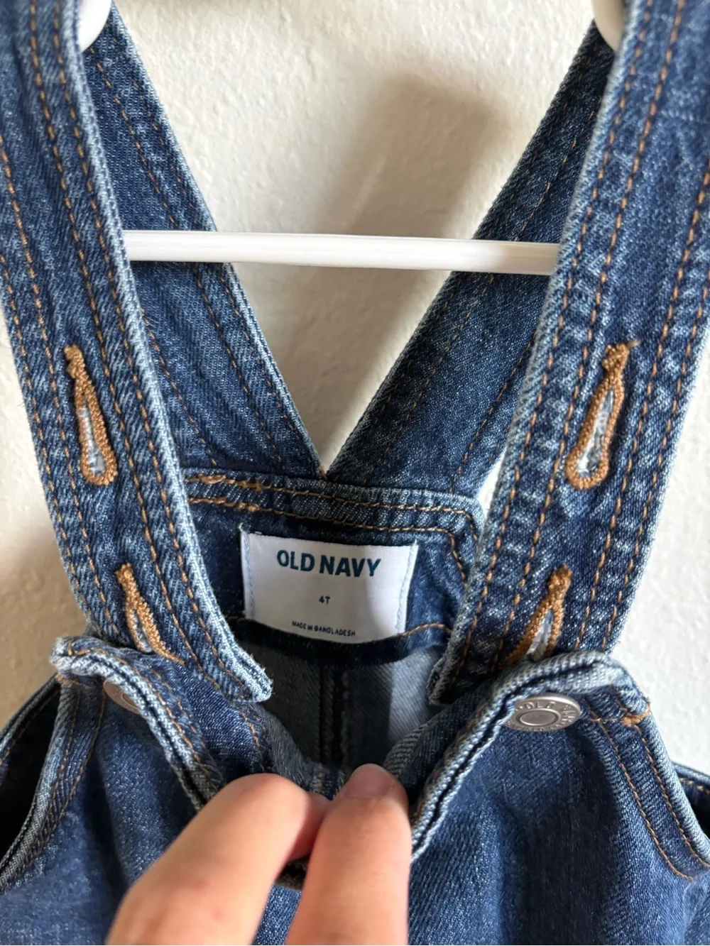 Old Navy Dark Blue Denim Overall Dress with Heart Pockets